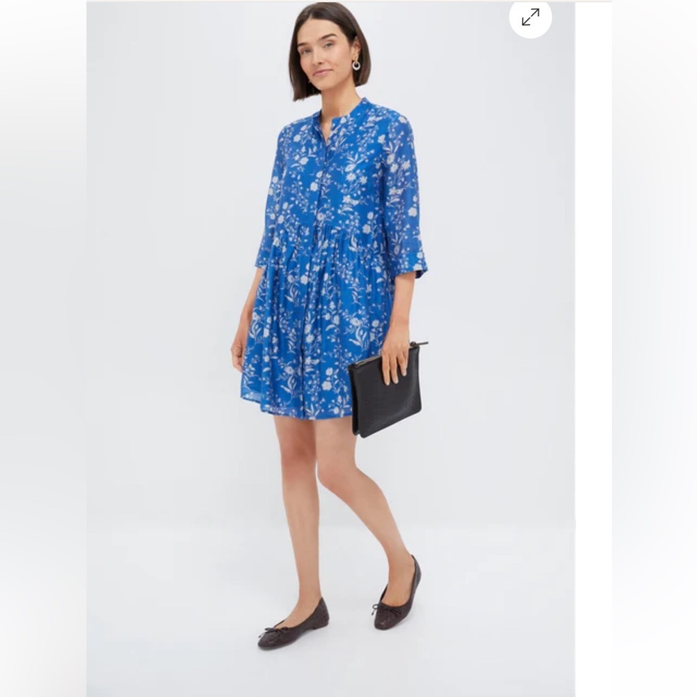 Tuckernuck Limoges Floral Royal Shirt Dress Medium - Picture 5 of 14